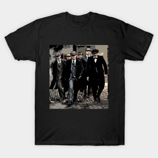 Thomas Shelby walking with the Peaky Blinders, well dressed  as abstract comic art (vers. 2) T-Shirt